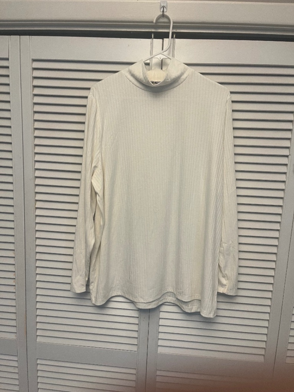 Cream Ribbed Lands End Turtleneck